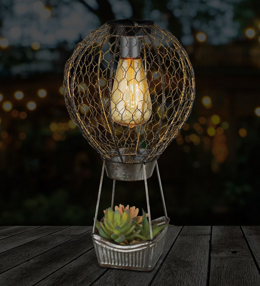 Hot Air Balloon Succulent Solar Decor