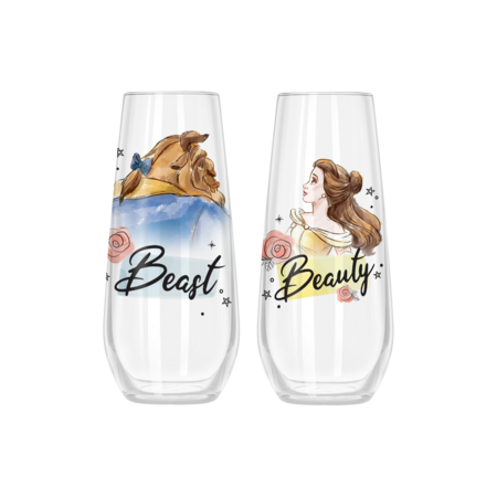 Beauty and the Beast 2pc Stemless Fluted Glass Set
