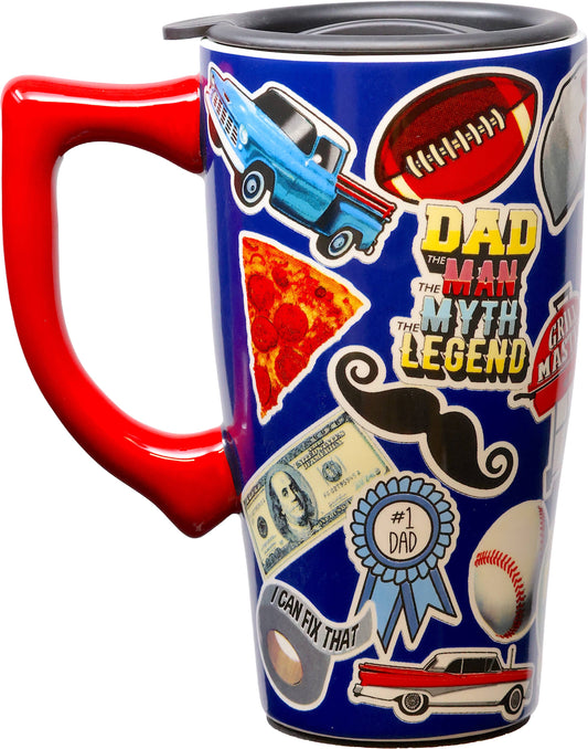 Dad Sticker Art Travel Mug: 18oz