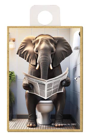 Elephant Sitting on the Toilet Reading Magnet