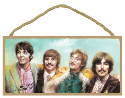 The Beatles (full color) 5" x 10" wood plaque, sign