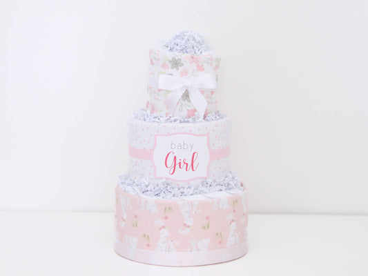 Baby Girl Bunny Diaper Cake Gift