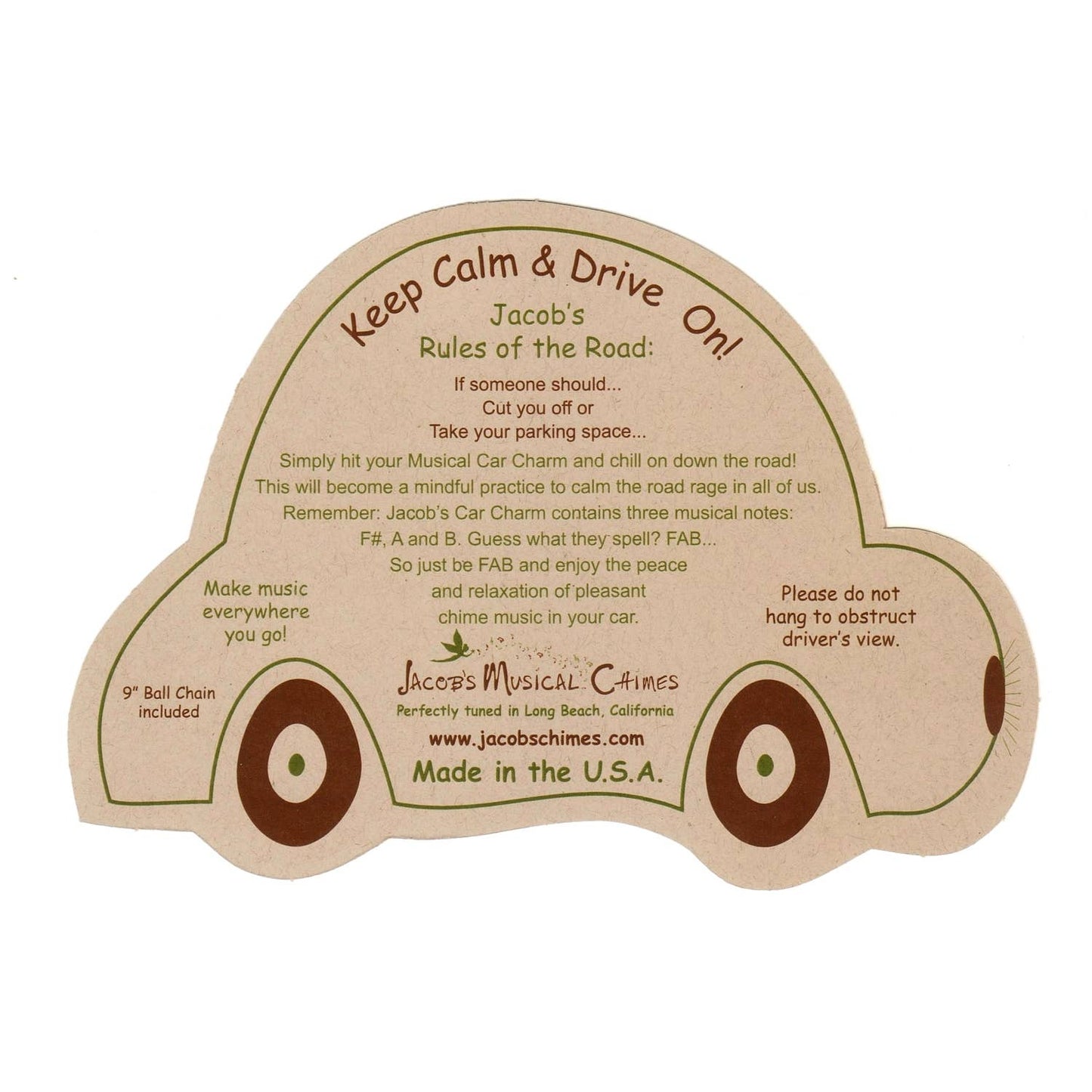 Jacob's Musical Car Charm Chime, Paw Print