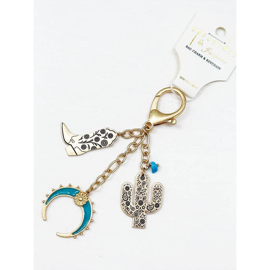 Western Style Metal Bag Charm and Key Chain