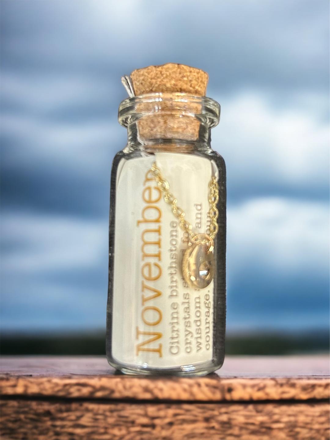 November/Citrine Birthstone Bottle Necklace
