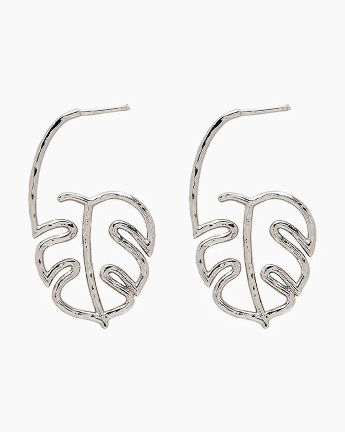 Palm Leaf Hoop Earrings