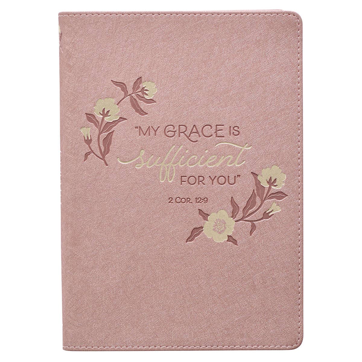 My Grace is Sufficient Pearlescent Dusty Rose Faux Leather Classic Journal