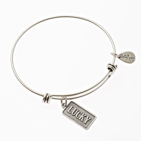 Lucky Silver Expandable Bangle Charm Bracelet