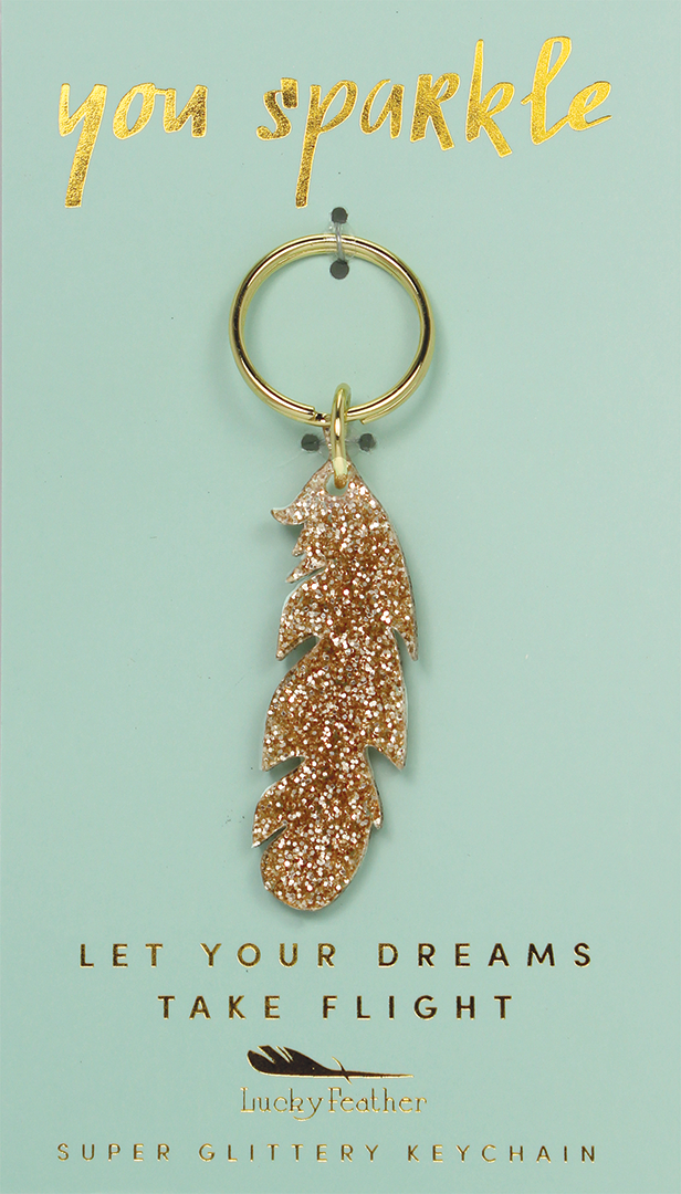 Feather Glitter Keychain