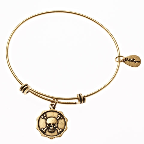 Skull and Cross Bones Expandable Bangle Charm Bracelet