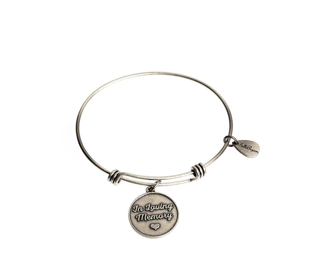 In Loving Memory Silver Expandable Bangle Charm Bracelet