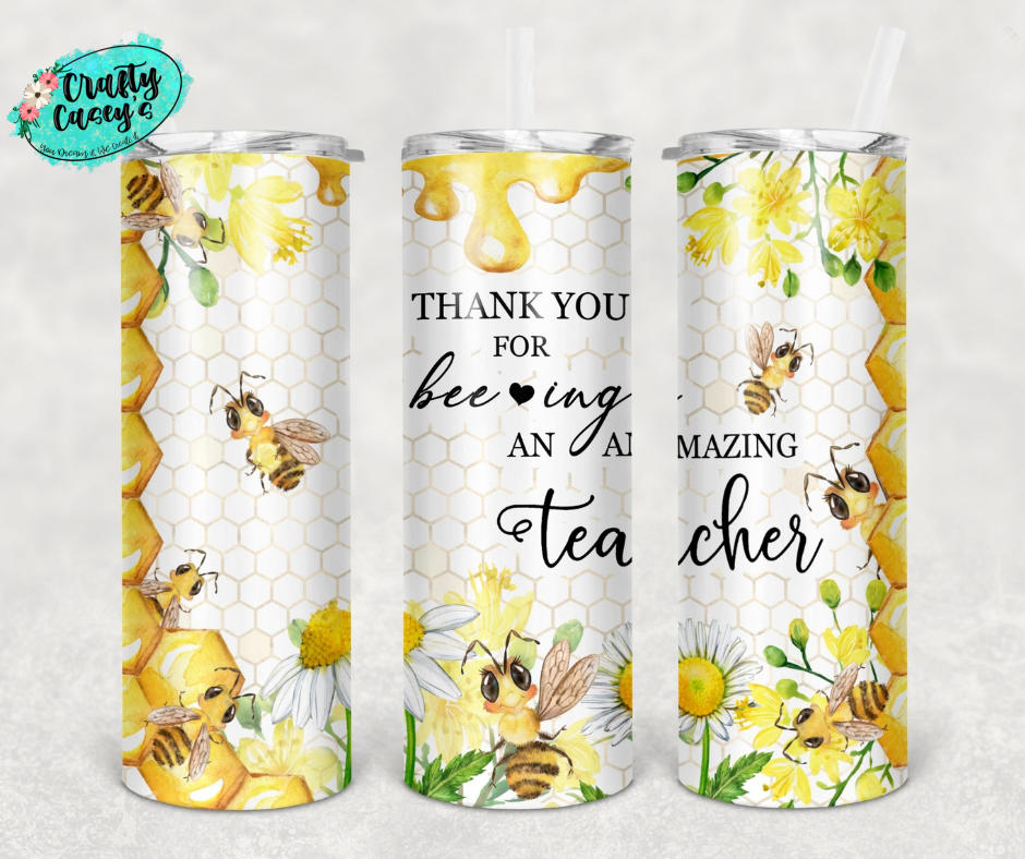 Crafty Casey's - Thank You For Being An Amazing Teacher Honey Bee Tumbler