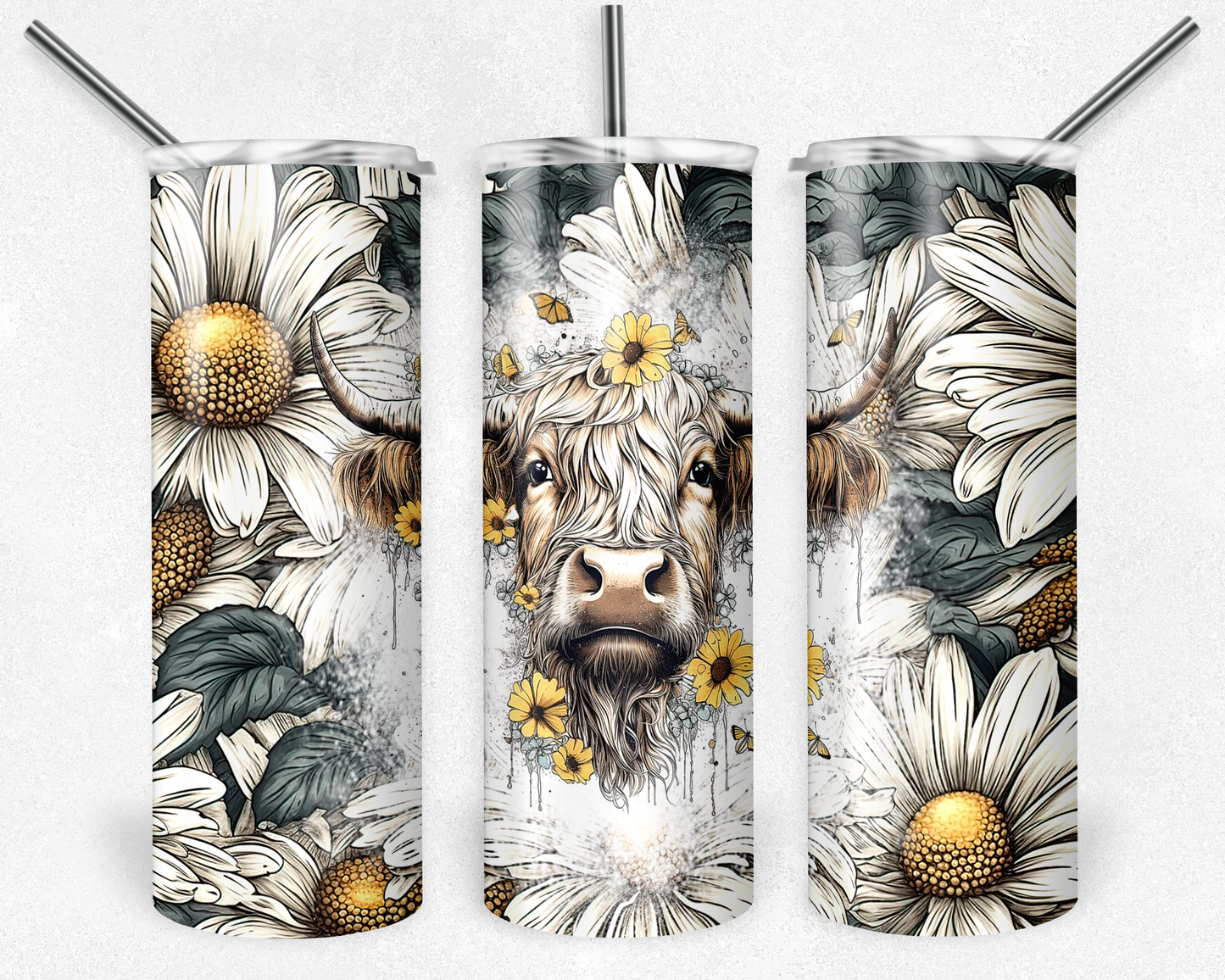 Highland Cow Daisy Tumbler
