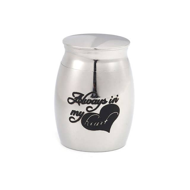 Always in My Heart Silver Cremation Ash Holder