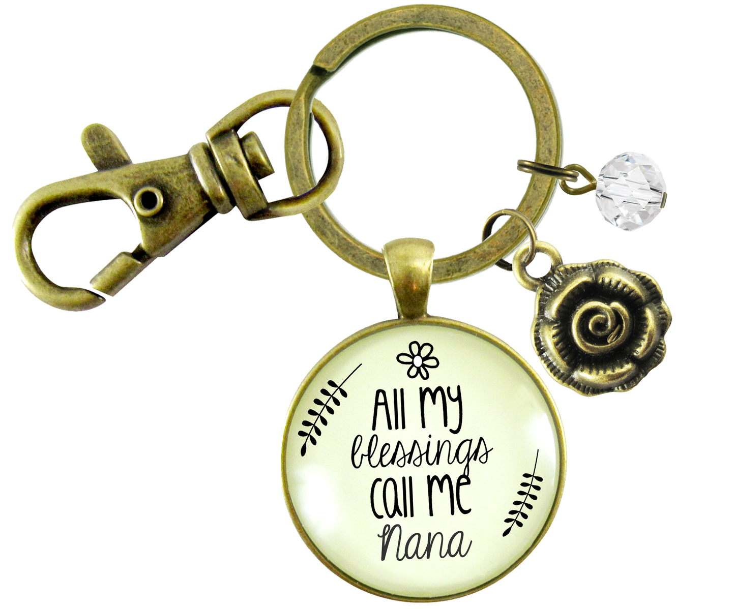 Nana Keychain All My Blessings Call Me Nana Gift Quote Charm