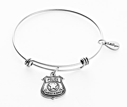 Police Badge Expandable Bangle Charm Bracelet