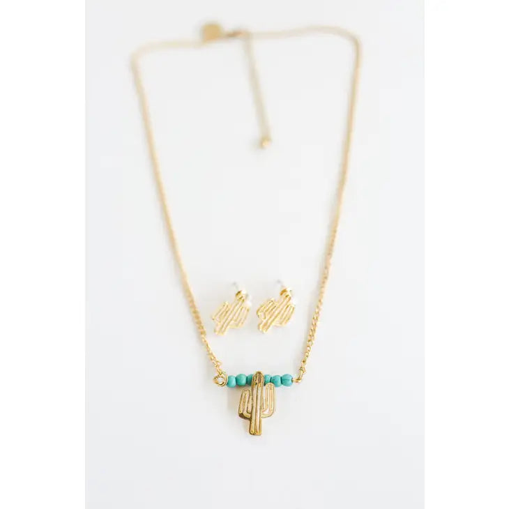 Cactus Necklace and Earring Set