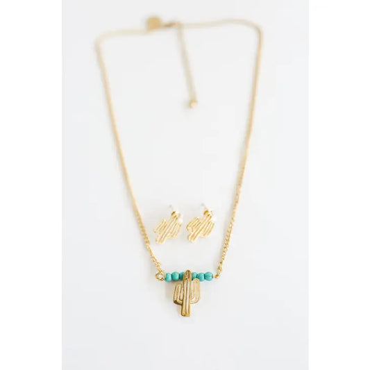 Cactus Necklace and Earring Set
