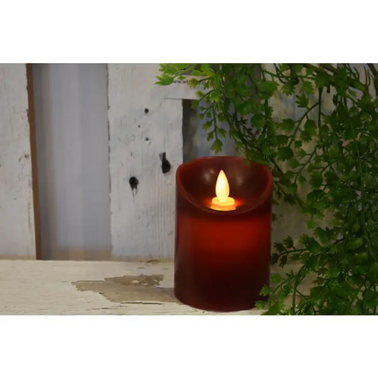 Red Moving Flame LED Candle w/timer 3x4in Wholesale Home Decor