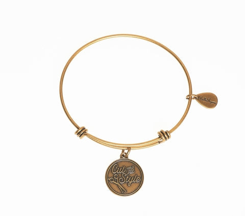 Cut And Style With Scissors Gold Expandable Bangle Charm Bracelet