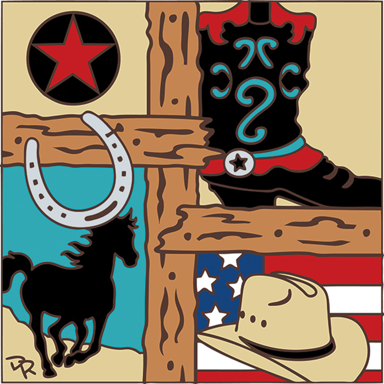 Western Collage Tile