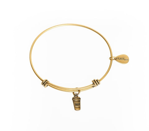 Java/Coffee Gold Expandable Bangle Charm Bracelet