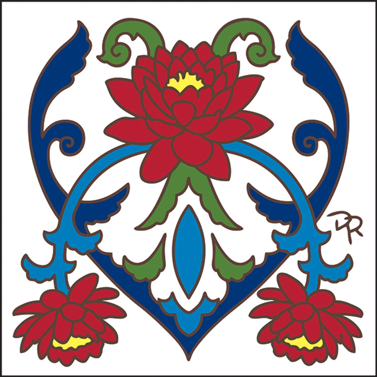 Lotus/White Talavera Tile