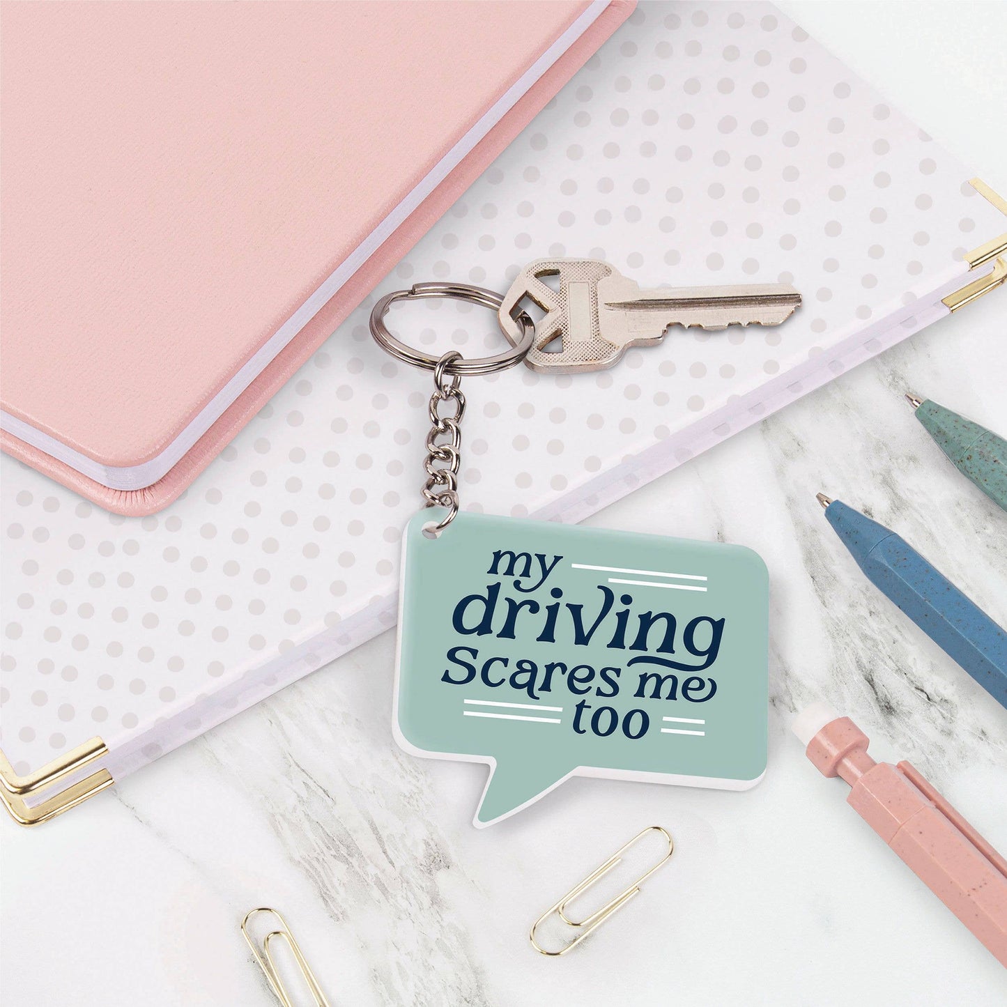 My Driving Scares Me Too Keychain