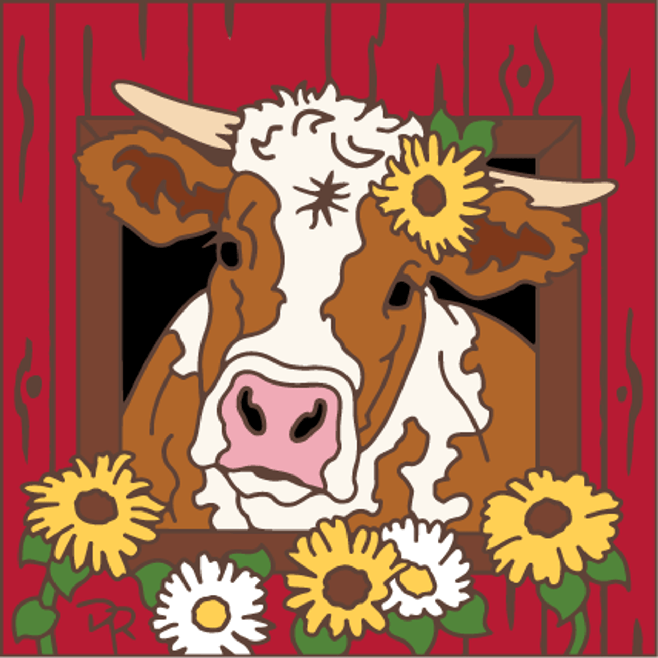 Barn Window Cow Tile