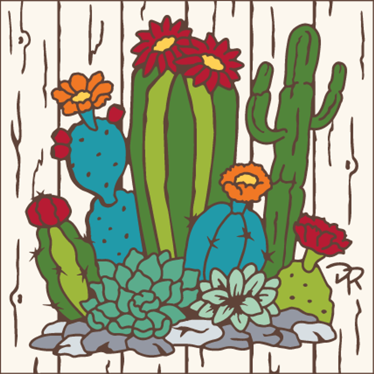 Farmhouse Cactus Garden Tile