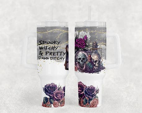 Spooky Witchy Pretty Damn Bitchy Tumbler 20oz