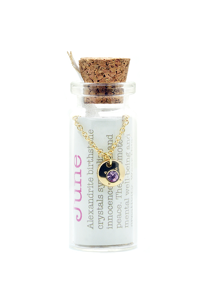 June/Alexandrite Birthstone Bottle Necklace