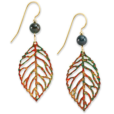 Silver Forest Open Leaf and Fall Colors Earrings