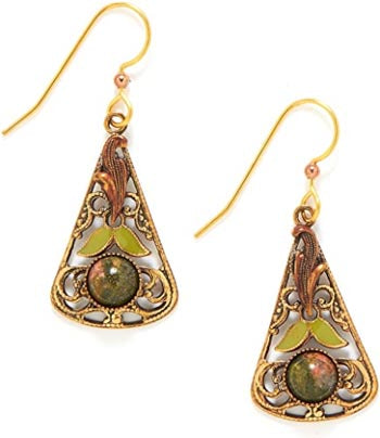 Silver Forest Soft Filigree and Unikite Earrings