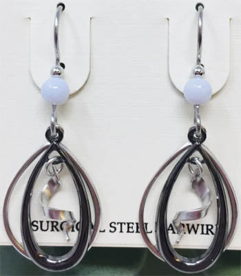 Silver Forest Black and Silver Double Teardrop Earrings