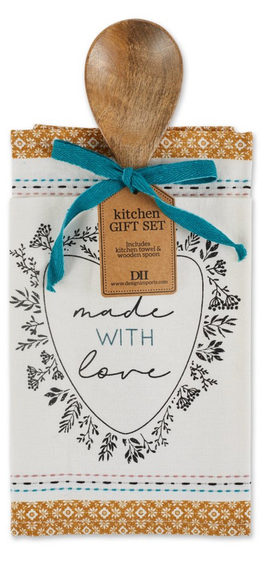 Dish Towel and Wood Spoon Gift Set