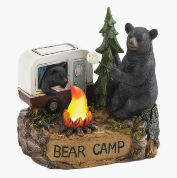 Camping Bear Family Light Up Figurine