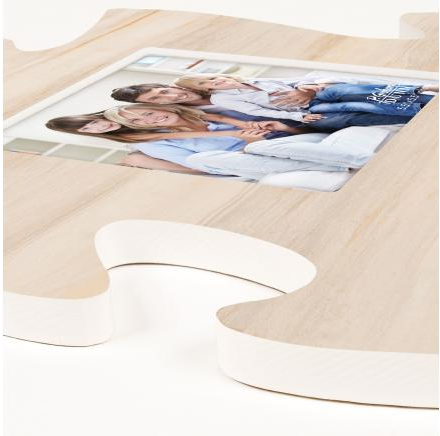 Tan Woodgrain Background Puzzle Piece Photo Frame