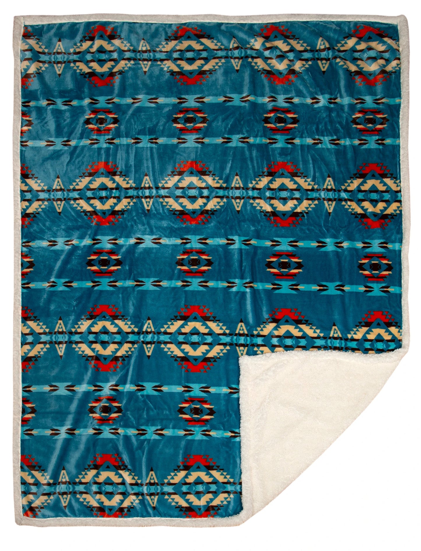 Turquoise Southwest Sherpa Throw Blanket JP528