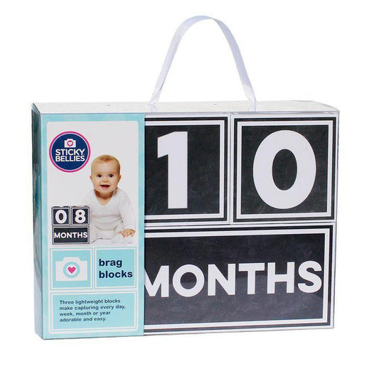 Sticky Bellies Brag Blocks- Baby Age Milestone Blocks for Photos