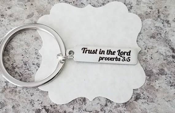 We Like Bling - Trust In The Lord, Proverbs, Bible Verse, Religious Keyring