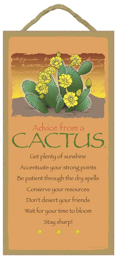 Advice from a Cactus Wood Sign