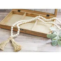 Eco-friendly Natural Wood Bead Garland with Tassels