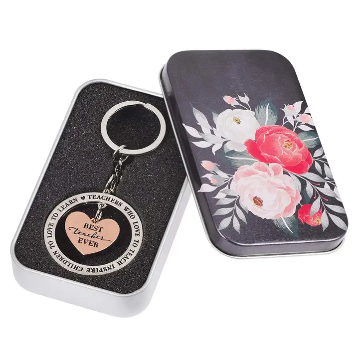 Best Teacher Ever Metal Key Ring in Gift Tin