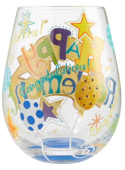 Happy Retirement Lolita Stemless Wine Glass