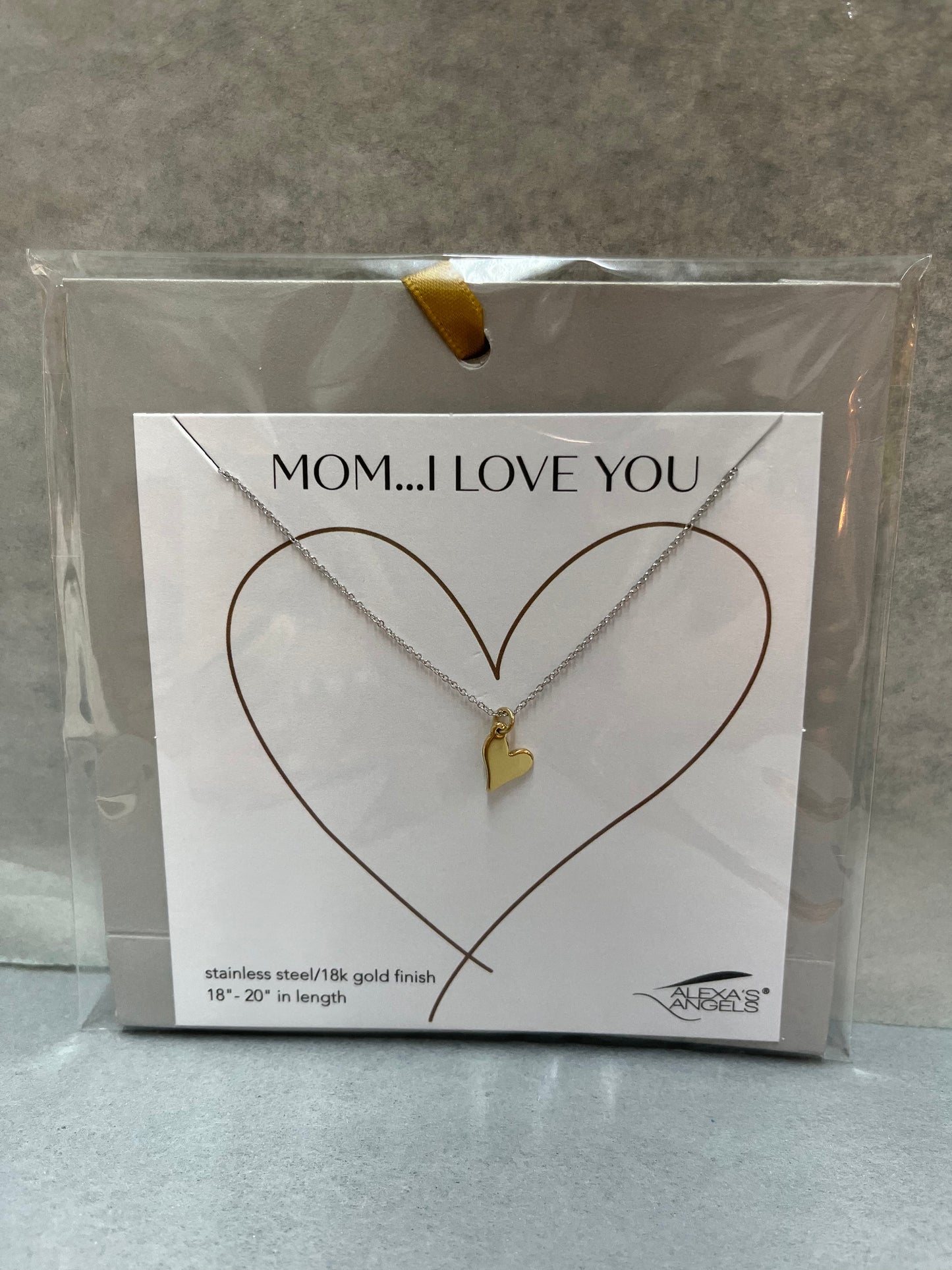 Mom...I Love You - Gold heart necklace