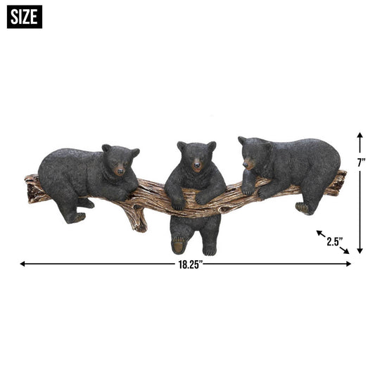 Black Bear Trio Hooks Wall Plaque
