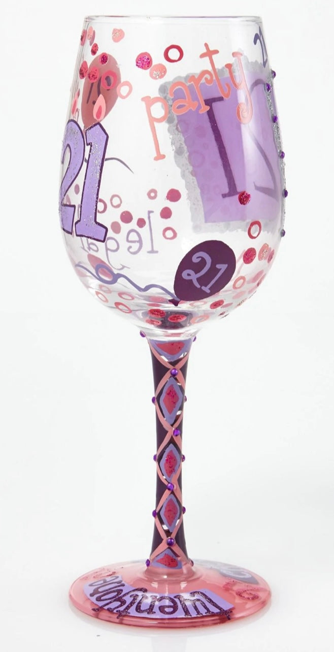 21st Birthday Lolita Wine Glass