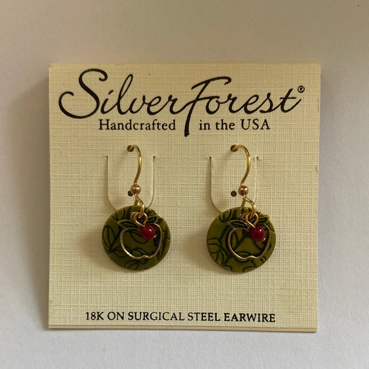 Silver Forest Open Apple Textured Round Earrings