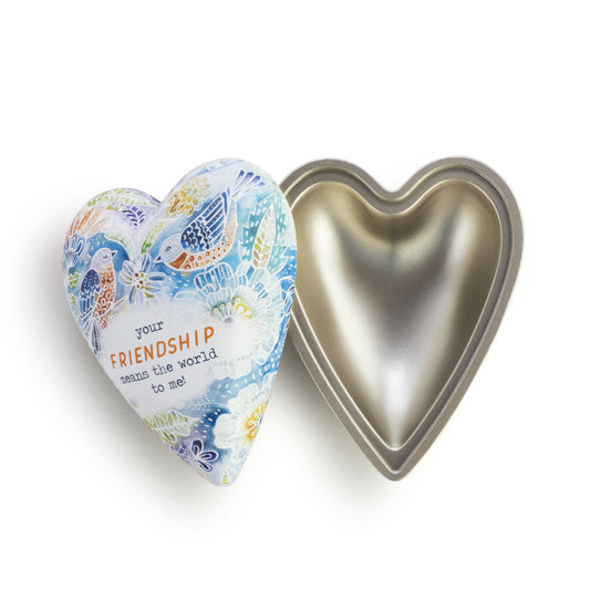 Your Friendship Means The World To Me Art Heart Keeper Trinket Box